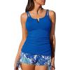 imageSummer Mae Tankini Swimsuits for Women Bathing Suits Top Ruched Two Piece Tummy Control Round Neck with VWire Swim SuitsBlue Coconut Shadows