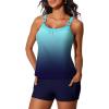imageSummer Mae Womens Tankini Swimsuits 2 Piece Tummy Control Bathing Suit with Pocket Shorts Ring Linked 2025 SwimwearDeep Blue Gradient