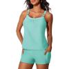 imageSummer Mae Womens Tankini Swimsuits 2 Piece Tummy Control Bathing Suit with Pocket Shorts Ring Linked 2025 SwimwearLagoon