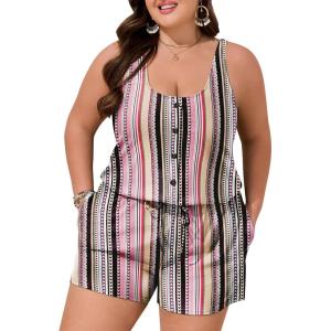 imageSummer Mae Plus Size Swim Romper One Piece Swimsuit Women Blouson Bathing Suit with Pockets 2025 Modest SwimwearOrange Bohemian