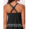 imageMiYang Tankini Swimsuits for Women 2025 Tummy Control Modest Flowy Two Piece Bathing Suits Top with Pockets ShortsBlack Floral Sketch
