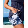 imageMiYang Tankini Swimsuits for Women 2025 Tummy Control Modest Flowy Two Piece Bathing Suits Top with Pockets ShortsBlue Coconut Tree