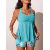 imageMiYang Tankini Swimsuits for Women 2025 Tummy Control Modest Flowy Two Piece Bathing Suits Top with Pockets ShortsBlue Ocean