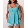 imageMiYang Tankini Swimsuits for Women 2025 Tummy Control Modest Flowy Two Piece Bathing Suits Top with Pockets ShortsBlue Ocean