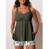 imageMiYang Tankini Swimsuits for Women 2025 Tummy Control Modest Flowy Two Piece Bathing Suits Top with Pockets ShortsGreen Paisley
