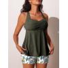 imageMiYang Tankini Swimsuits for Women 2025 Tummy Control Modest Flowy Two Piece Bathing Suits Top with Pockets ShortsGreen Paisley