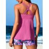 imageMiYang Tankini Swimsuits for Women 2025 Tummy Control Modest Flowy Two Piece Bathing Suits Top with Pockets ShortsSunset Coconut Grove