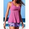 imageMiYang Tankini Swimsuits for Women 2025 Tummy Control Modest Flowy Two Piece Bathing Suits Top with Pockets ShortsSunset Coconut Grove