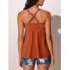 imageMiYang Tankini Swimsuits for Women 2025 Tummy Control Modest Flowy Two Piece Bathing Suits Top with Pockets ShortsTropic Sketch