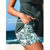 imageMiYang Tankini Swimsuits for Women 2025 Tummy Control Modest Flowy Two Piece Bathing Suits Top with Pockets ShortsWhite Green Needle Leaves