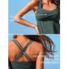 imageMiYang Tankini Swimsuits for Women 2025 Tummy Control Modest Flowy Two Piece Bathing Suits Top with Pockets ShortsWhite Green Needle Leaves