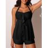 imageSummer Mae Halter Womens Tankini Swimsuits 2025 Flowy Top Two Piece Bathing Suits with Pockets BoyshortsBlack