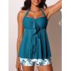 imageSummer Mae Halter Womens Tankini Swimsuits 2025 Flowy Top Two Piece Bathing Suits with Pockets BoyshortsBlue Coconut Tree