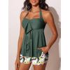 imageSummer Mae Halter Womens Tankini Swimsuits 2025 Flowy Top Two Piece Bathing Suits with Pockets BoyshortsGreen Colourful Flowers