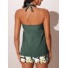 imageSummer Mae Halter Womens Tankini Swimsuits 2025 Flowy Top Two Piece Bathing Suits with Pockets BoyshortsGreen Colourful Flowers