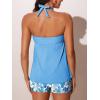 imageSummer Mae Halter Womens Tankini Swimsuits 2025 Flowy Top Two Piece Bathing Suits with Pockets BoyshortsHeavy Blue Shadows