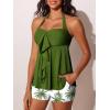 imageSummer Mae Halter Womens Tankini Swimsuits 2025 Flowy Top Two Piece Bathing Suits with Pockets BoyshortsLeafy Palm Shade