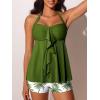 imageSummer Mae Halter Womens Tankini Swimsuits 2025 Flowy Top Two Piece Bathing Suits with Pockets BoyshortsLeafy Palm Shade