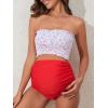 imageSummer Mae Maternity High Waist Bikini Swimsuit Two Piece Ruffled Hem Cute Bathing Suit Floral Pregnancy SwimwearBeatific Polka Dot