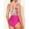 imageSummer Mae Maternity High Waist Bikini Swimsuit Two Piece Ruffled Hem Cute Bathing Suit Floral Pregnancy SwimwearBlue Floating Flower