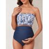 imageSummer Mae Maternity High Waist Bikini Swimsuit Two Piece Ruffled Hem Cute Bathing Suit Floral Pregnancy SwimwearDewdrop Blooms