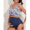 imageSummer Mae Maternity High Waist Bikini Swimsuit Two Piece Ruffled Hem Cute Bathing Suit Floral Pregnancy SwimwearDewdrop Blooms