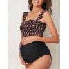 imageSummer Mae Maternity High Waist Bikini Swimsuit Two Piece Ruffled Hem Cute Bathing Suit Floral Pregnancy SwimwearGaudy Raiment