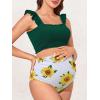 imageSummer Mae Maternity High Waist Bikini Swimsuit Two Piece Ruffled Hem Cute Bathing Suit Floral Pregnancy SwimwearGreen