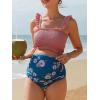 imageSummer Mae Maternity High Waist Bikini Swimsuit Two Piece Ruffled Hem Cute Bathing Suit Floral Pregnancy SwimwearPink