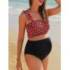 imageSummer Mae Maternity High Waist Bikini Swimsuit Two Piece Ruffled Hem Cute Bathing Suit Floral Pregnancy SwimwearRed Leopard