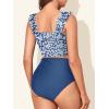 imageSummer Mae Maternity High Waist Bikini Swimsuit Two Piece Ruffled Hem Cute Bathing Suit Floral Pregnancy SwimwearRed Scrawlflower