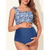 imageSummer Mae Maternity High Waist Bikini Swimsuit Two Piece Ruffled Hem Cute Bathing Suit Floral Pregnancy SwimwearRed Scrawlflower