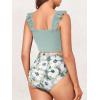 imageSummer Mae Maternity High Waist Bikini Swimsuit Two Piece Ruffled Hem Cute Bathing Suit Floral Pregnancy SwimwearSolitary Silhouette Bloom