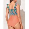 imageSummer Mae Maternity High Waist Bikini Swimsuit Two Piece Ruffled Hem Cute Bathing Suit Floral Pregnancy SwimwearTropical Paradise