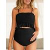 imageSummer Mae Maternity High Waist Swimsuit Ruffle Hem Bikini Bathing Suit Shirred Bandeau Two Piece Pregnancy SwimwearBlack
