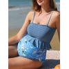 imageSummer Mae Maternity High Waist Swimsuit Ruffle Hem Bikini Bathing Suit Shirred Bandeau Two Piece Pregnancy SwimwearBlue White Flower