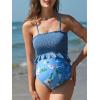 imageSummer Mae Maternity High Waist Swimsuit Ruffle Hem Bikini Bathing Suit Shirred Bandeau Two Piece Pregnancy SwimwearBlue White Flower