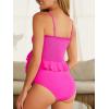 imageSummer Mae Maternity High Waist Swimsuit Ruffle Hem Bikini Bathing Suit Shirred Bandeau Two Piece Pregnancy SwimwearHot Pink