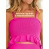 imageSummer Mae Maternity High Waist Swimsuit Ruffle Hem Bikini Bathing Suit Shirred Bandeau Two Piece Pregnancy SwimwearHot Pink