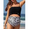 imageSummer Mae Maternity High Waist Swimsuit Ruffle Hem Bikini Bathing Suit Shirred Bandeau Two Piece Pregnancy SwimwearLeopard