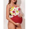 imageSummer Mae Maternity High Waist Swimsuit Ruffle Hem Bikini Bathing Suit Shirred Bandeau Two Piece Pregnancy SwimwearRed Yellow Flowers