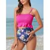 imageSummer Mae Maternity High Waist Swimsuit Ruffle Hem Bikini Bathing Suit Shirred Bandeau Two Piece Pregnancy SwimwearViolet Blossom