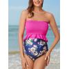imageSummer Mae Maternity High Waist Swimsuit Ruffle Hem Bikini Bathing Suit Shirred Bandeau Two Piece Pregnancy SwimwearViolet Blossom