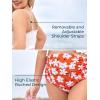 imageSummer Mae Maternity High Waist Swimsuit Ruffle Hem Bikini Bathing Suit Shirred Bandeau Two Piece Pregnancy SwimwearWhite Flower
