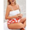 imageSummer Mae Maternity High Waist Swimsuit Ruffle Hem Bikini Bathing Suit Shirred Bandeau Two Piece Pregnancy SwimwearWhite Flower