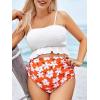 imageSummer Mae Maternity High Waist Swimsuit Ruffle Hem Bikini Bathing Suit Shirred Bandeau Two Piece Pregnancy SwimwearWhite Flower