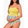 imageSummer Mae Maternity High Waist Swimsuit Ruffle Hem Bikini Bathing Suit Shirred Bandeau Two Piece Pregnancy SwimwearYellow Lemon