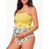 imageSummer Mae Maternity High Waist Swimsuit Ruffle Hem Bikini Bathing Suit Shirred Bandeau Two Piece Pregnancy SwimwearYellow Lemon