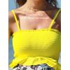 imageSummer Mae Maternity High Waist Swimsuit Ruffle Hem Bikini Bathing Suit Shirred Bandeau Two Piece Pregnancy SwimwearYellow White Flower