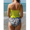 imageSummer Mae Maternity High Waist Swimsuit Ruffle Hem Bikini Bathing Suit Shirred Bandeau Two Piece Pregnancy SwimwearYellow White Flower